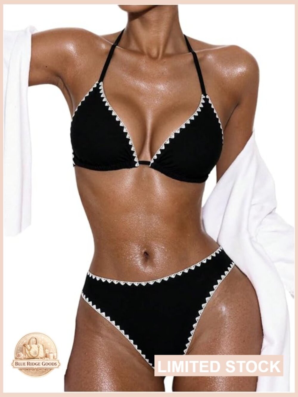 2 Piece Triangle Bikini Sets Halter Neck High Cut Mid Rise Summer Outfits